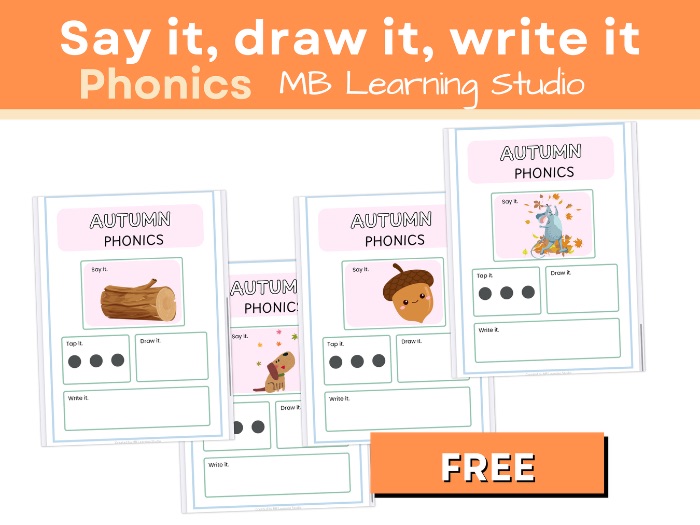 Autumn / Fall Themed Say It, Draw It, Write It Worksheet – Vocabulary and Writing
