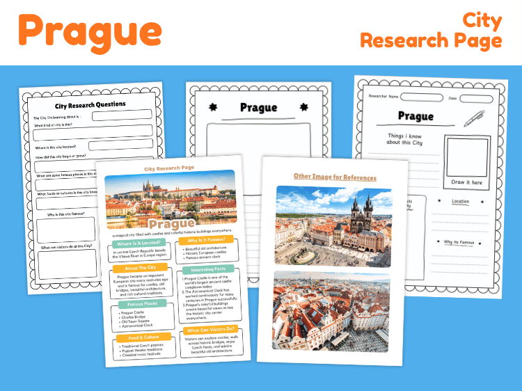 Prague City Research Project | Geography, Culture & Landmarks Worksheets