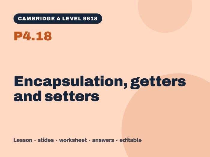 Cambridge A Level Computer Science 9618 – P4.18 Encapsulation, getters and setters