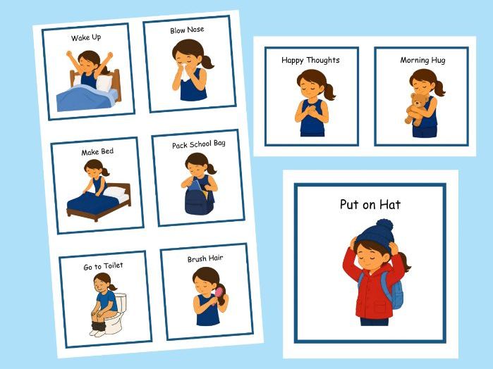 Morning Routine Visual Schedule Cards- Girl