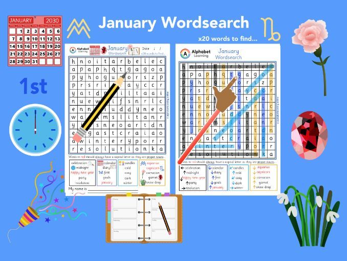 Wordsearch - January words