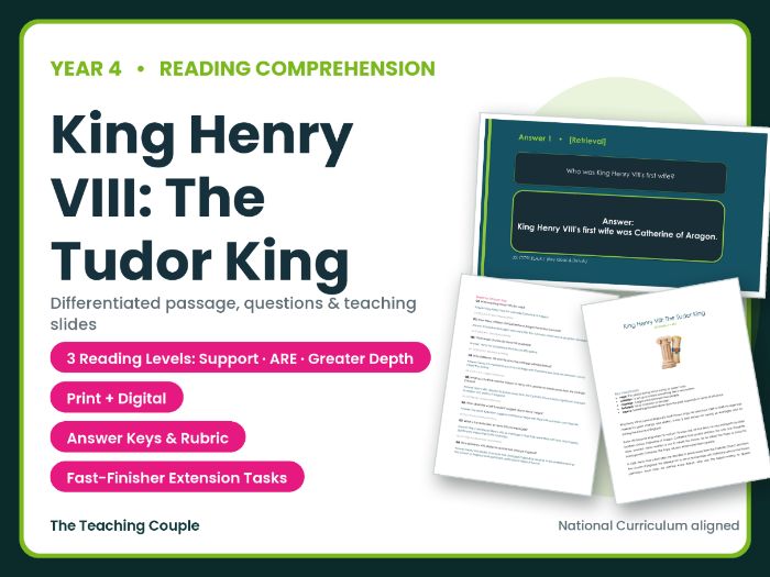 King Henry VIII: The Tudor King Reading Comprehension | Year 4 (KS2)