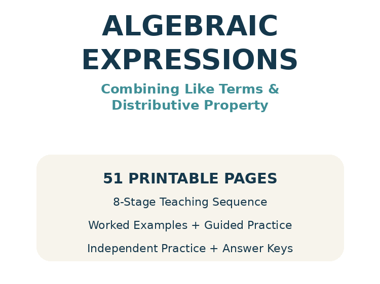 Algebraic Expressions Teaching Booklet