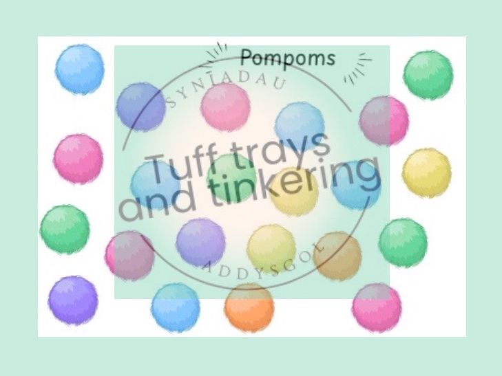 pompoms fine motor skills nursery early years tuff tray foundation stage