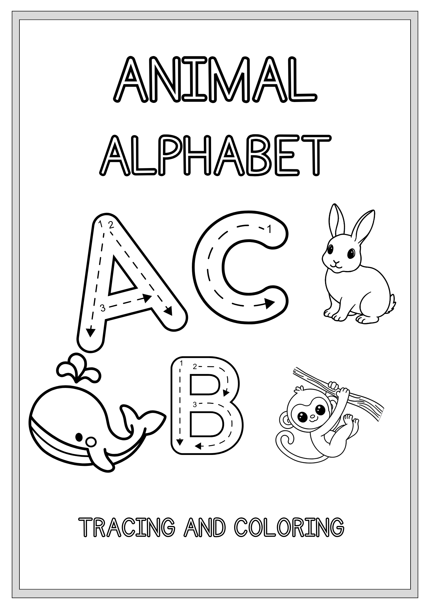 Animal Alphabet Tracing & Coloring Worksheets Teaching Resources