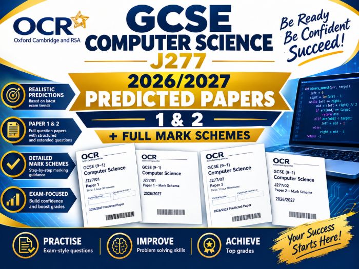 OCR GCSE Computer Science J277 2026/2027 Predicted Papers 1 & 2 + Full Mark Schemes