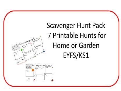 Various scavenger hunts  home learning