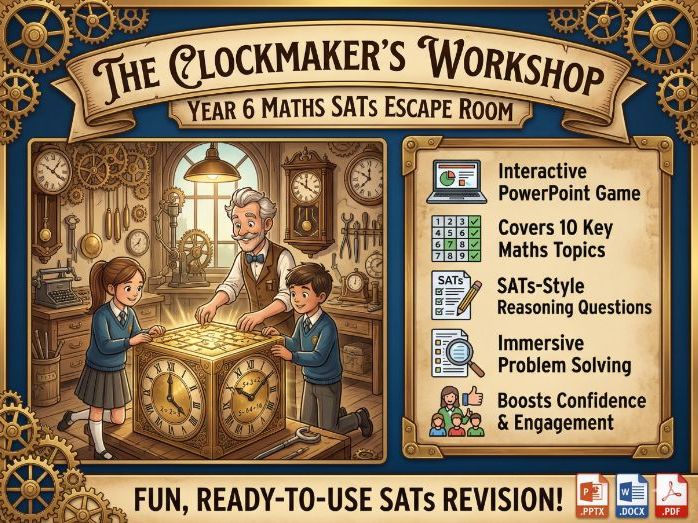 Year 6 Maths SATs Revision Escape Room - The Clockmaker's Workshop