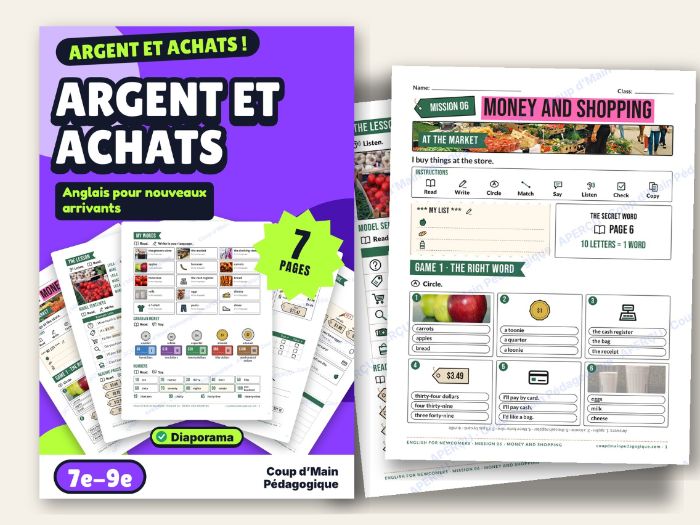 ESL Newcomer Mini Unit Grade 7-9 Money and Shopping | Mission 6