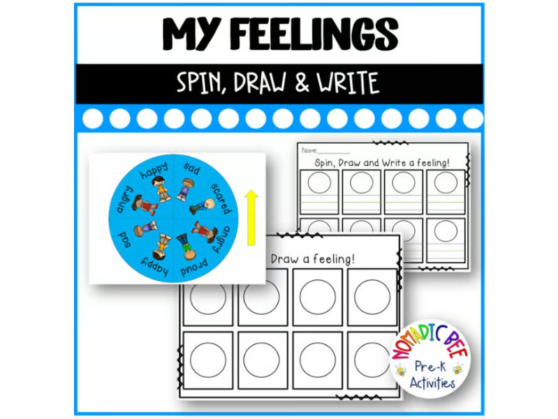 Feelings: Spin, Draw and Write game