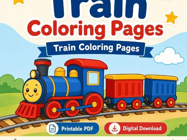 Train Coloring Pages | Train Coloring Pages | Printable PDF | Digital Download