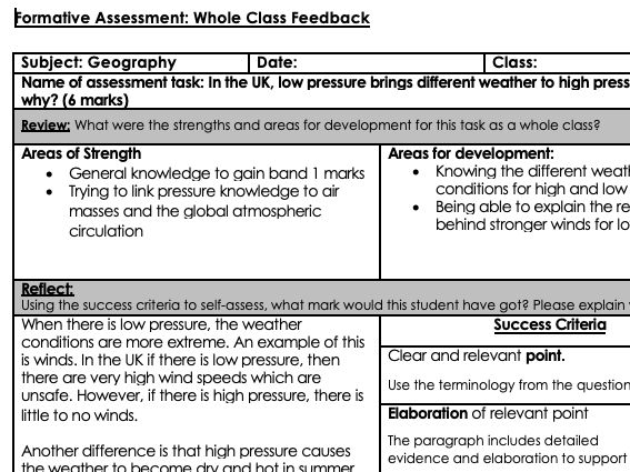 GCSE Feedback template exam question Eduqas A