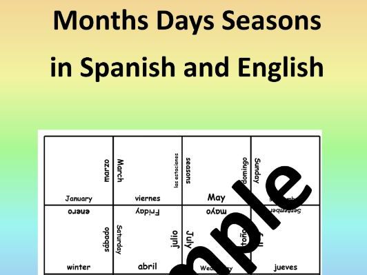 Months Days Seasons in Spanish and English – Puzzle