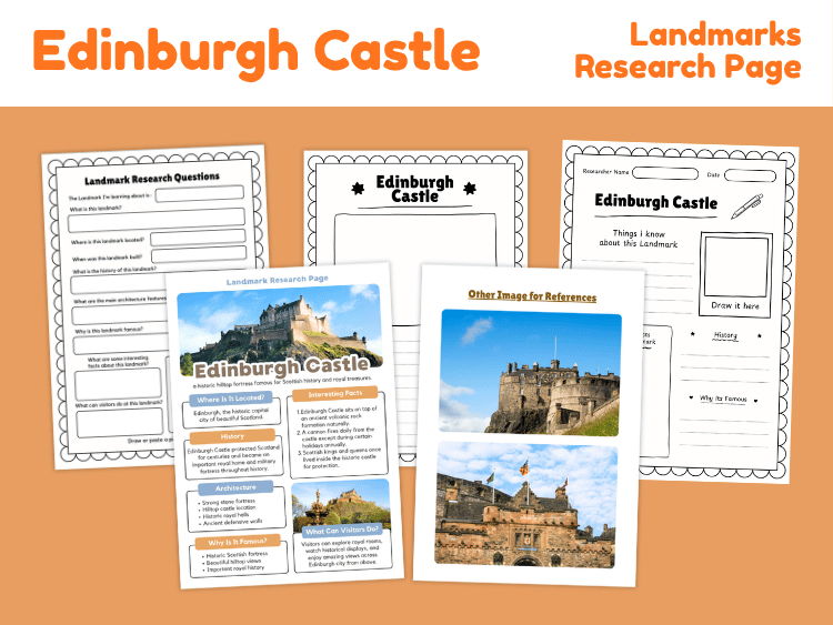 Edinburgh Castle Landmark Research Project | History & Geography Worksheets