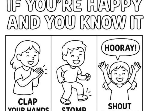 Happy and You Know It Colouring Page