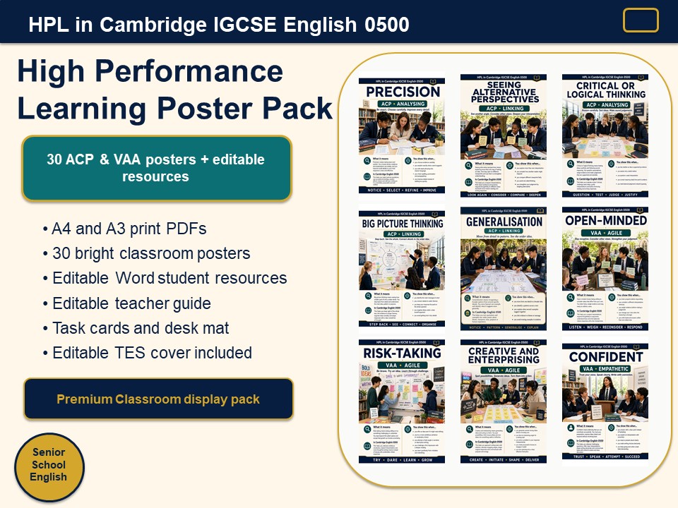 HPL Poster Pack and resources for Senior School English studies (works for CIE 0500)