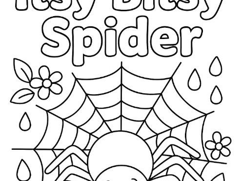 Itsy Bitsy Spider Colouring Page