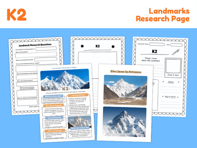 K2 Landmark Research Project | Mountain Geography Worksheets