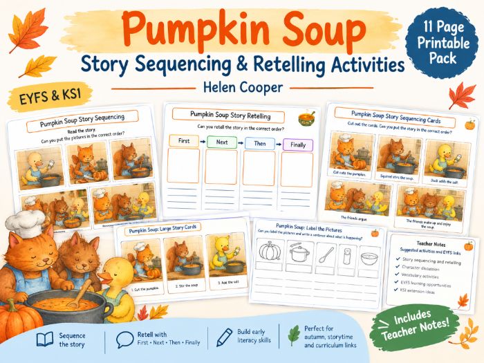Pumpkin Soup Story Sequencing & Retelling Activities | Helen Cooper