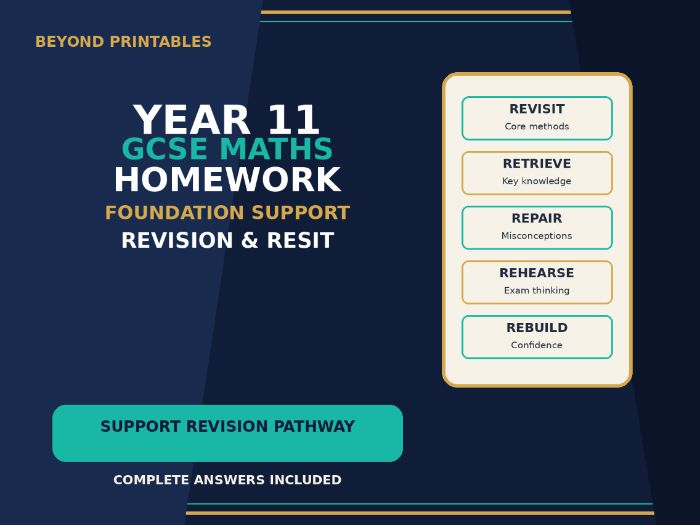 Year 11 Foundation GCSE Maths Homework | Support Revision & Resit | Answers