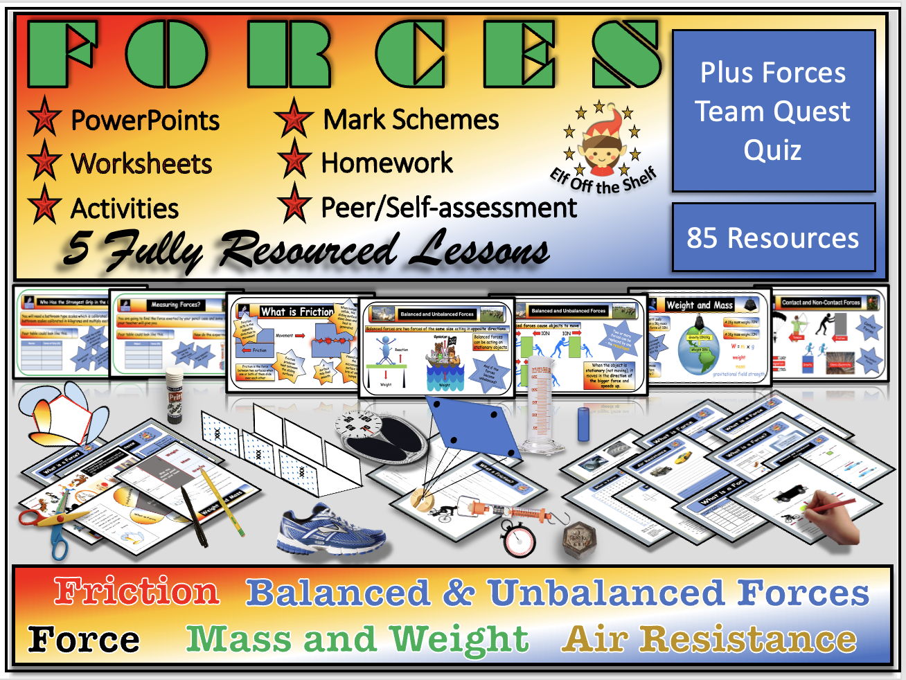 Forces Five Fully Resourced Topics Plus Interactive Smart Board Quiz KS3
