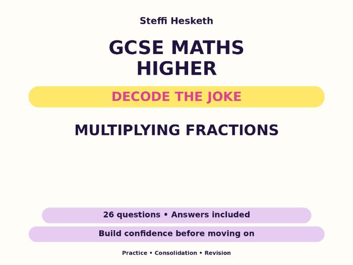 Multiplying Fractions | GCSE Decode the Joke + Answers