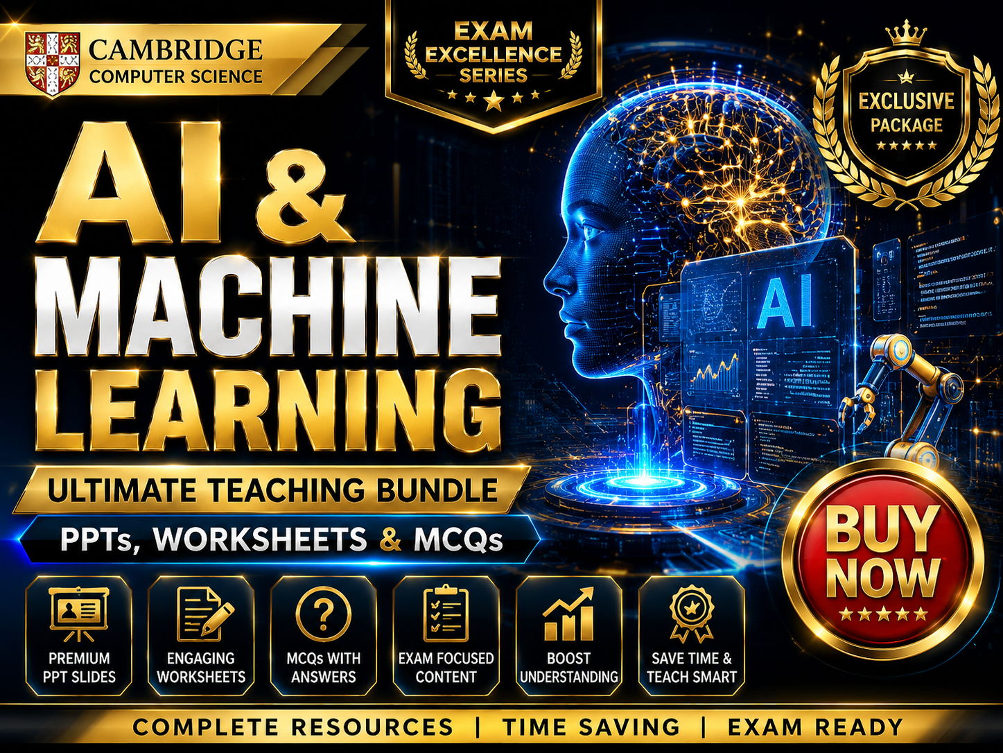 Cambridge Computer Science AI & Machine Learning Ultimate Teaching Bundle | PPT, Worksheets & MCQs