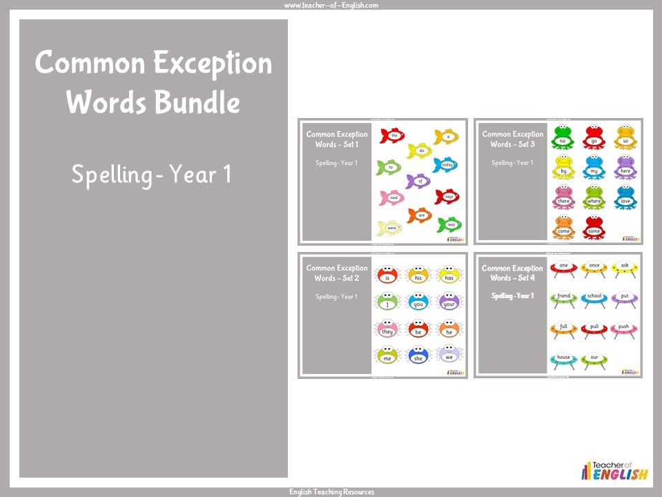 Common Exception Words Bundle - Year 1 Spelling