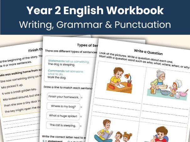 Year 2 English Writing Workbook | Writing, Grammar and Punctuation Worksheets | Printable Resource