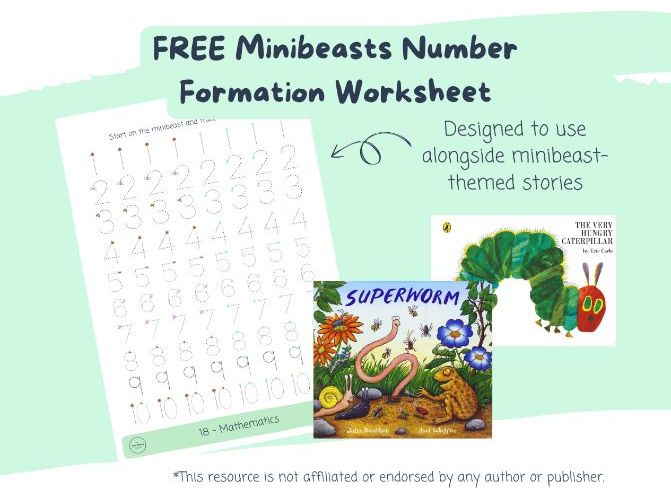 FREE Minibeasts Number Formation Worksheet