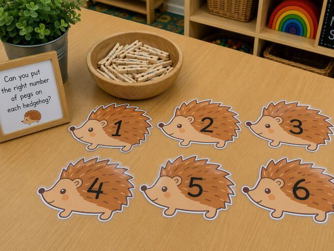 Fine Motor Number Matching Activity 1-10 | EYFS Maths Provision/Peg the Hedgehog Spikes!