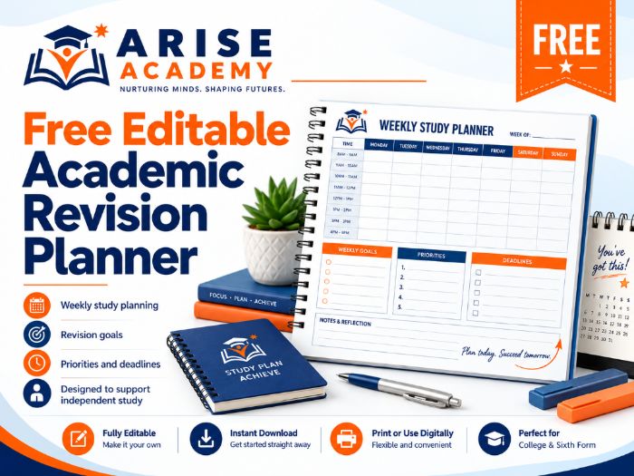 FREE Editable Academic Revision Planner