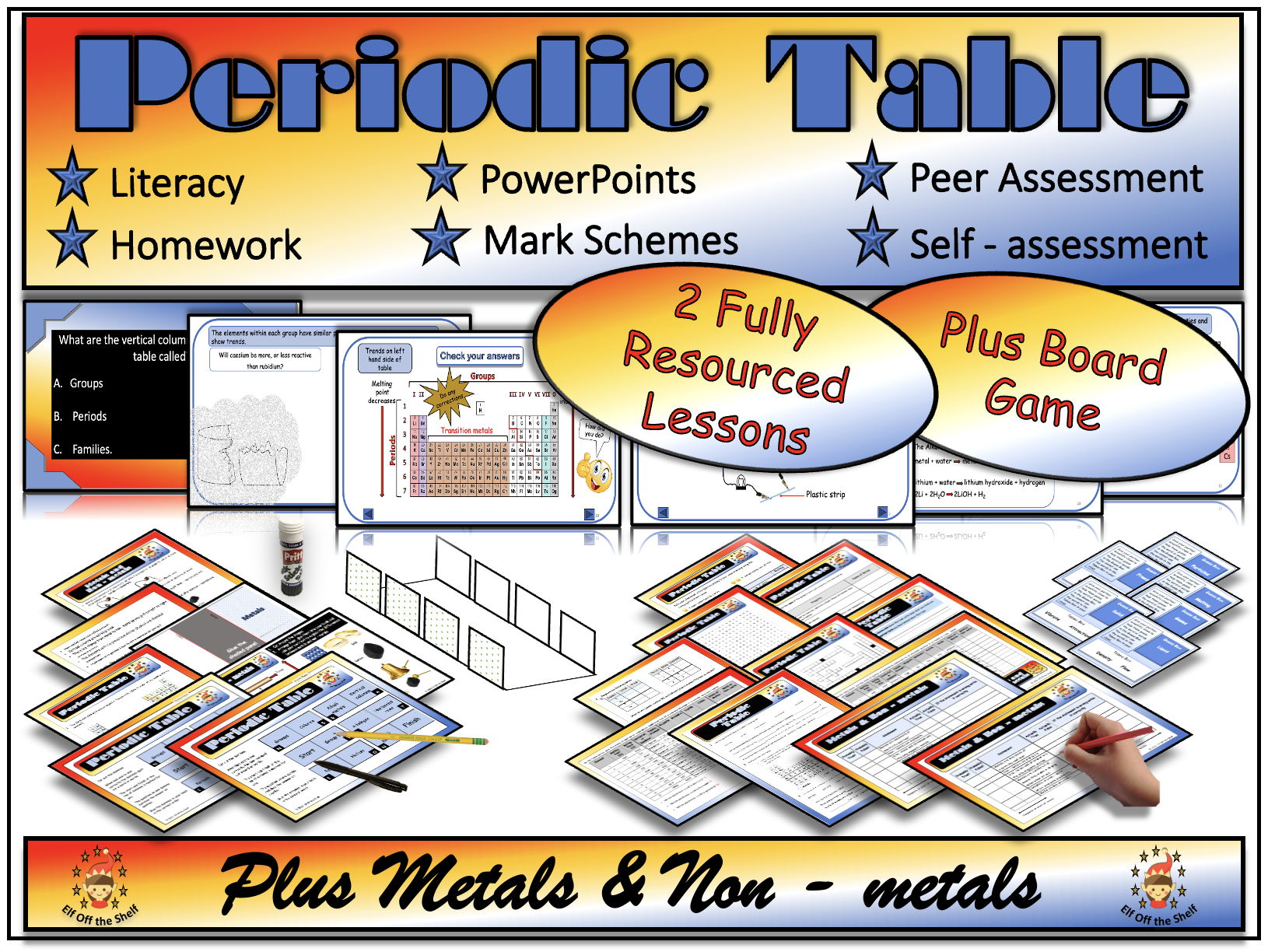 Periodic Table and the Properties of Metals and Non-Metals Two Fully Resourced Lessons Plus Board Game KS3