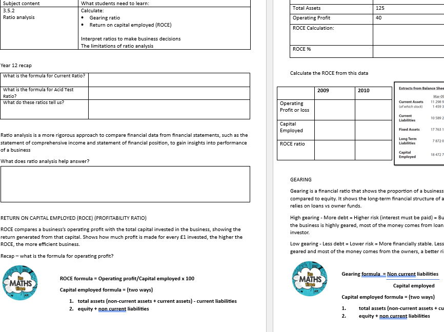 3.5 Assessing competitiveness Edexcel A Level Business Studies booklet
