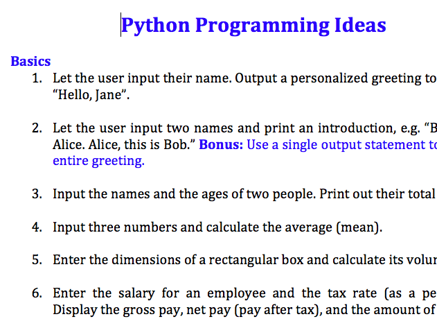 64 Python Programming Exercise Ideas Beginners To Advanced Teaching 