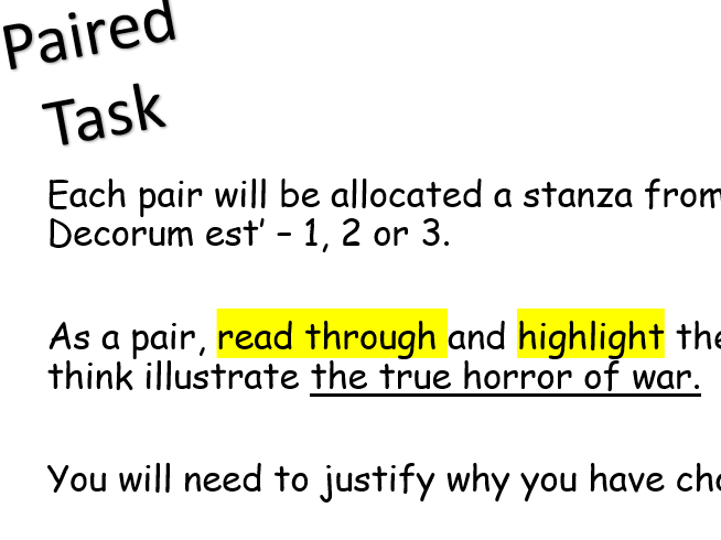 Dulce Et Decorum Est - reading + descriptive writing
