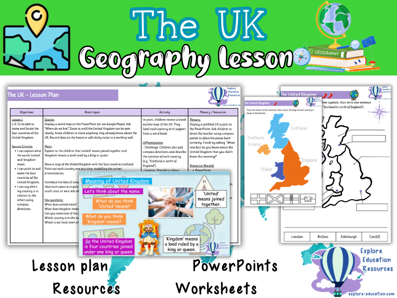 The United Kingdom Naming and Locating Countries Lesson - KS1 Geography