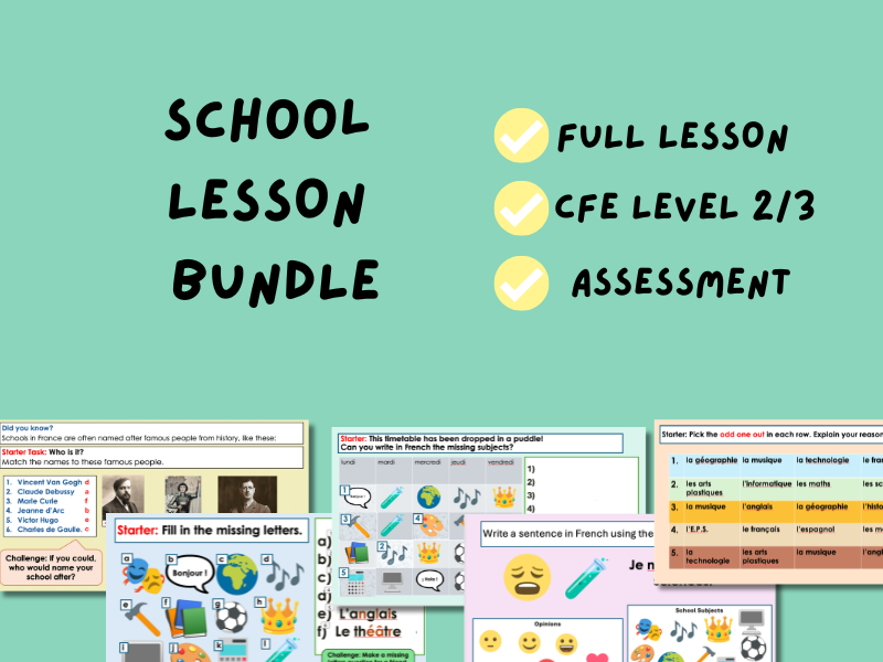 School PowerPoint Lessons x6 | French
