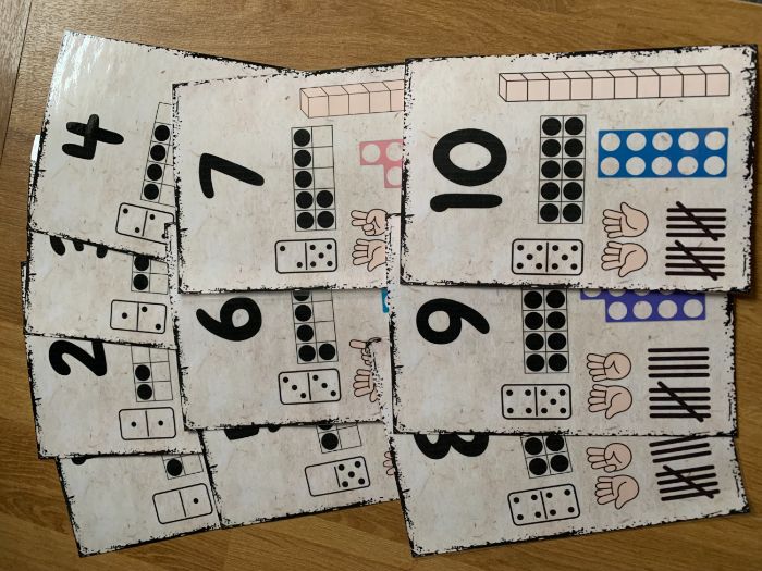 Number 1-10 representation cards numicon domino subitise EYFS