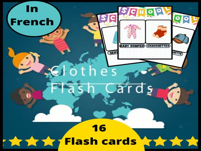 Beginner Clothes & Clothing Vocabulary Flashcards: Printable In French