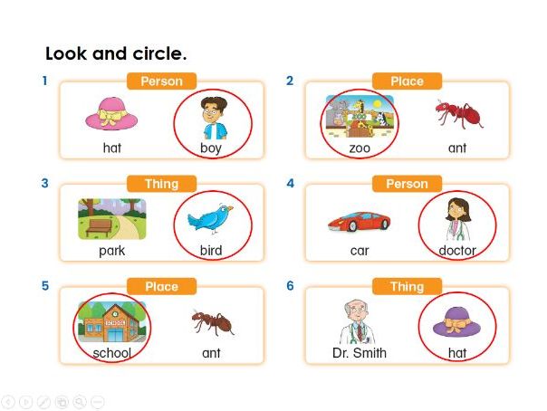 Noun Interactive Lessons for Grade 1 Grammar