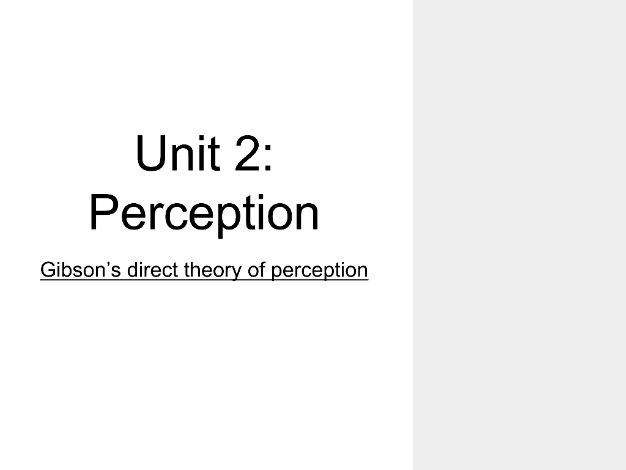 Psychology Perception Lesson 4 - Gibson's Theory