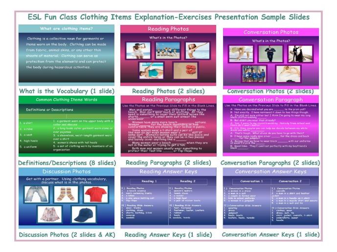 Clothing Items ExplanationExercises Presentation Teaching Resources