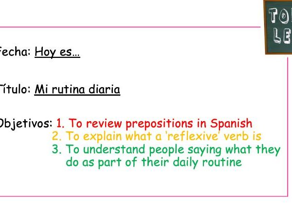 KS3 Spanish - Daily Routine Lesson Pack (PPT + SB + María text)