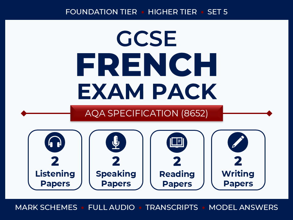 AQA GCSE French (2026) – Foundation & Higher Exam Pack (Set 5)