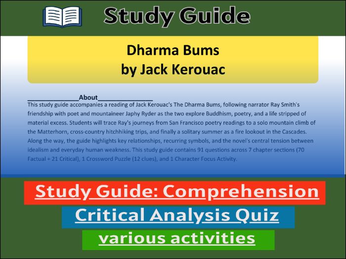 Study Guide for  Dharma Bums & Comprehension ����Vlogt