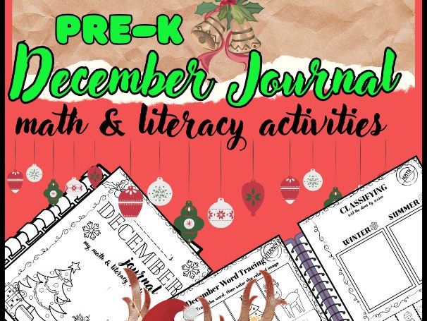 December Pre-K Journal | Literacy & Math Activities