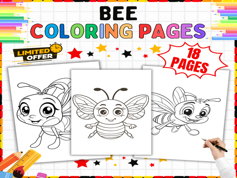 18 Bee Colouring Pages | Insect Activities | Printable Worksheets for Early Years Learning Fun