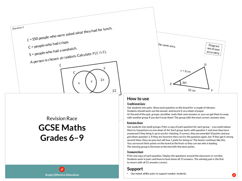 Gcse Maths Revision Race Grades 6 9 Teaching Resources