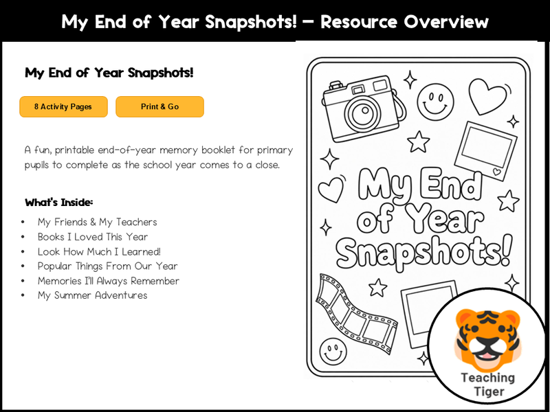 End of Year Reflection & Summer Writing Activity